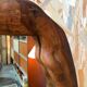 Brutalist olive wood mirror