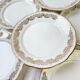 6 assiettes plates porcelaine blanche doré chauvigny limoges