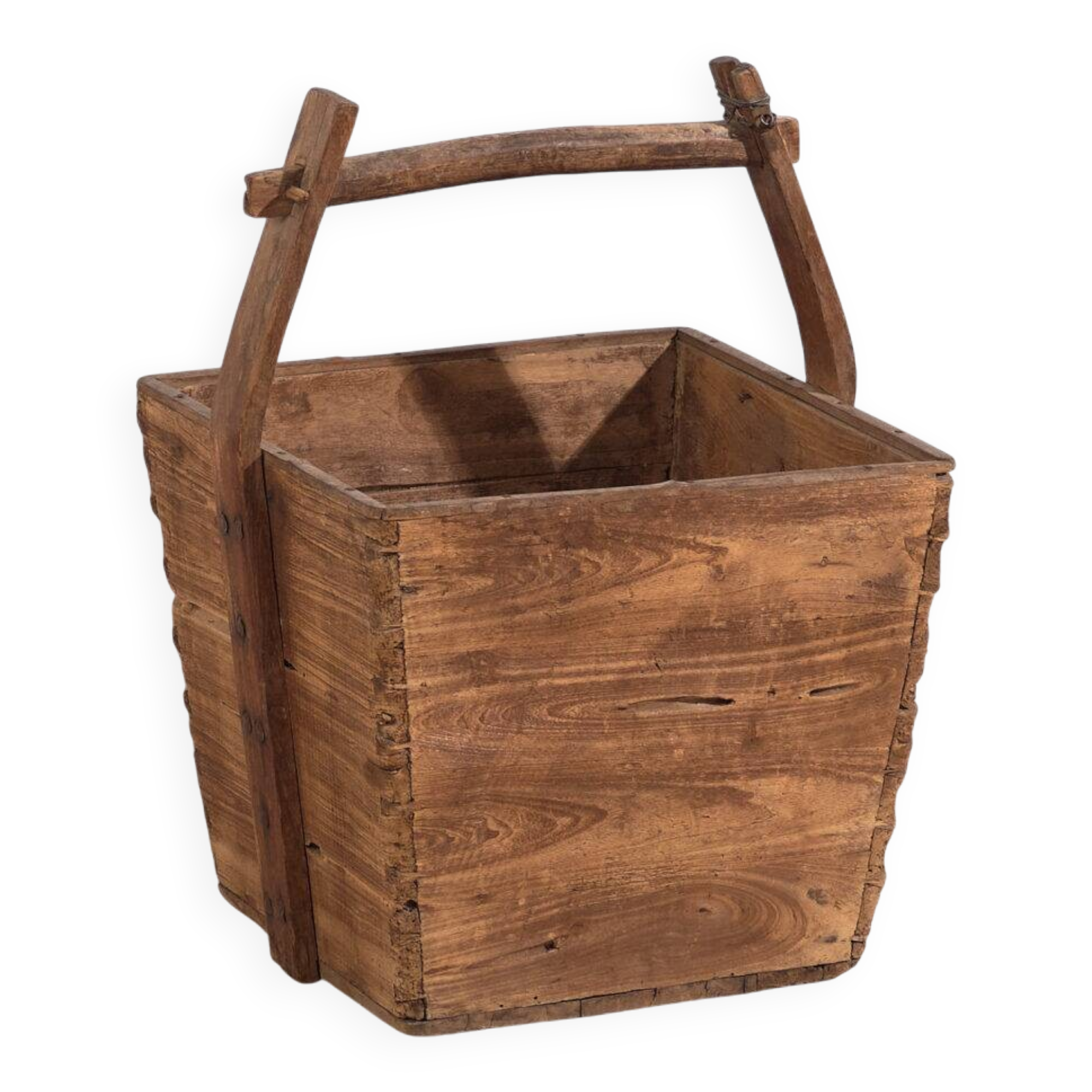Antique solid wood basket (c.1900) #9