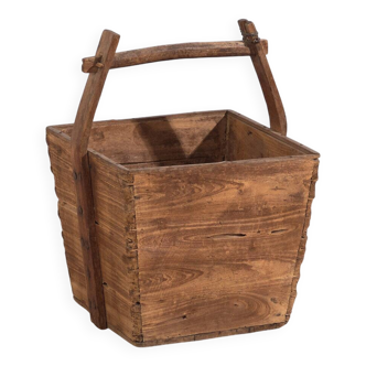 Antique solid wood basket (c.1900) #9