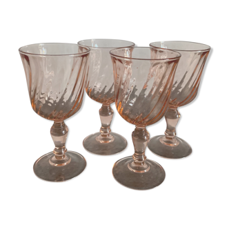 Lot of 4 glasses with luminarc feet "Rosaline"