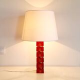 Mid-Century Scandinavian Art Glass & Brass Table Lamp by C.Fagerlund, 1960s