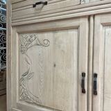 Buffet en hêtre massif sculpté – aérogommé, décapé, sablé