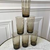Set of 6 glasses smoked long drink 70s