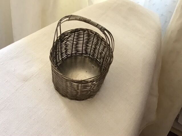 Silver metal woven basket