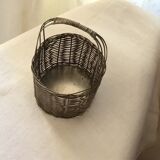 Silver metal woven basket