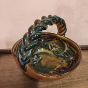Vintage majolica slipware basket