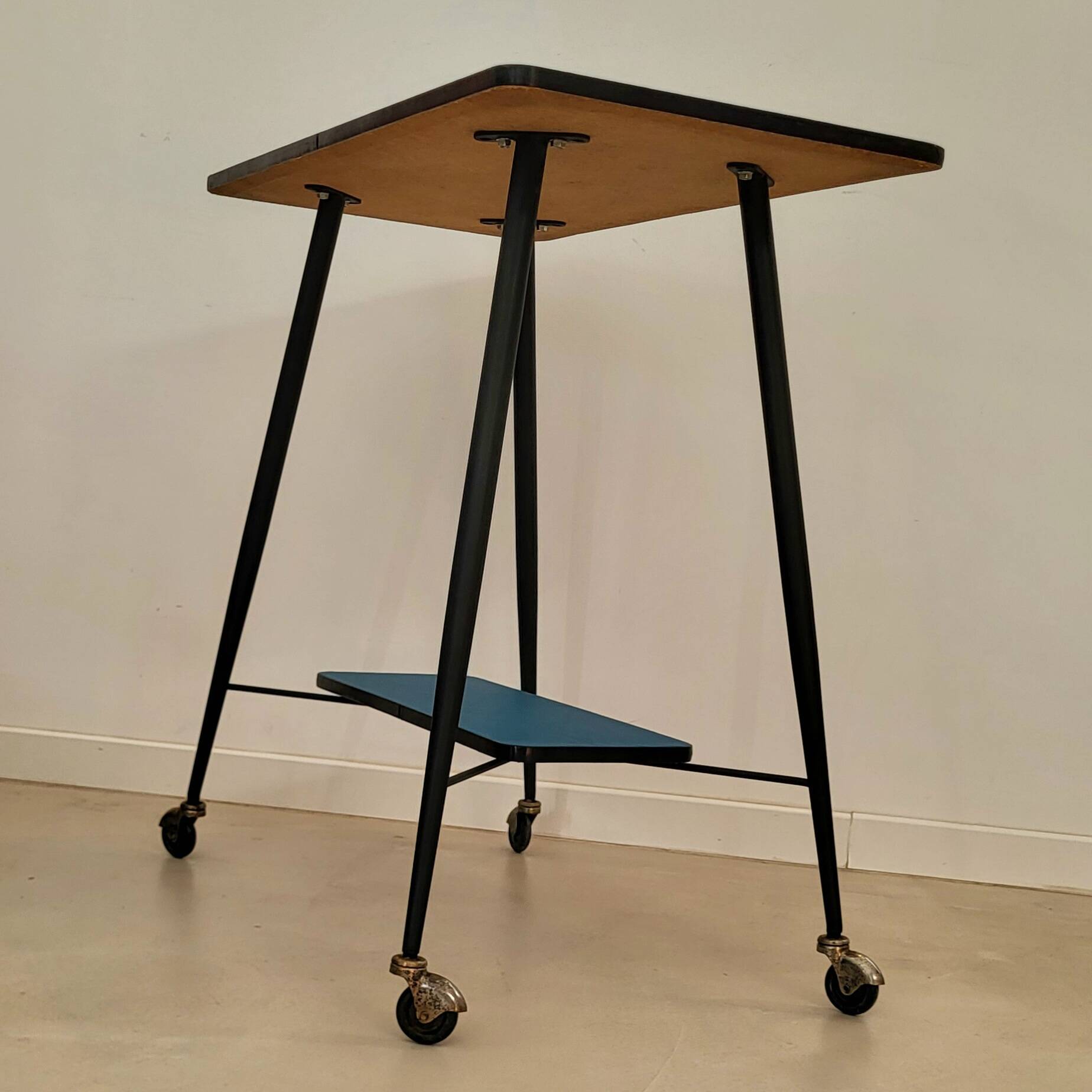 Vintage petrol blue serving trolley