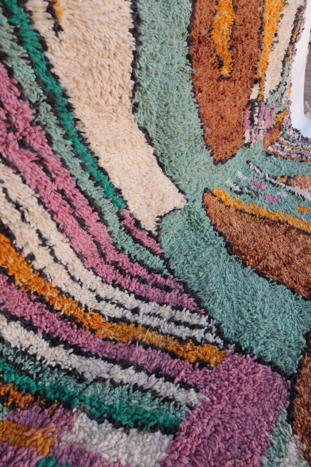 Abstract and Colourful Beni Ouarain Rug, Handmade in Wool, 300x200cm