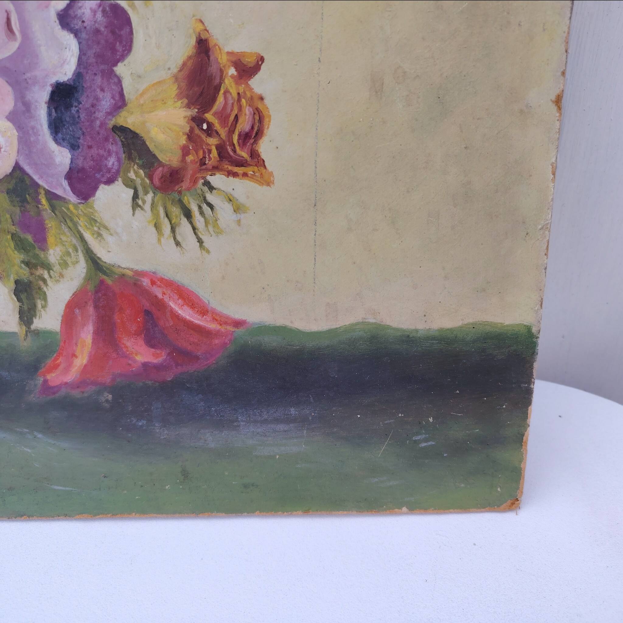 Painting of an anemones, oil signed Savary