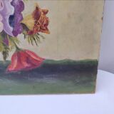 Painting of an anemones, oil signed Savary