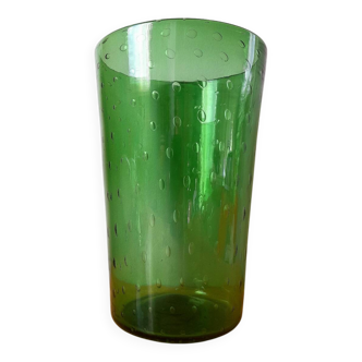 Vase en verre soufflé bullé, Empoli 1970.