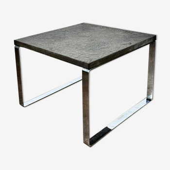 Vintage coffee table slate top and chrome base by Peter Draenert