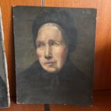 Triptyque portraits a l’huile anciens, femmes XIXe