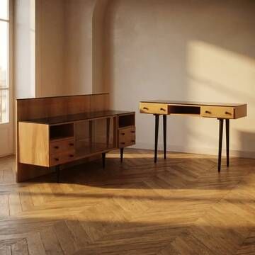 Mid-century glazed cabinet bookcase by Mojmír Požár