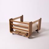 1970s brutalist lounge chair by Jan Bocan, Czechoslovakia, cream leather an