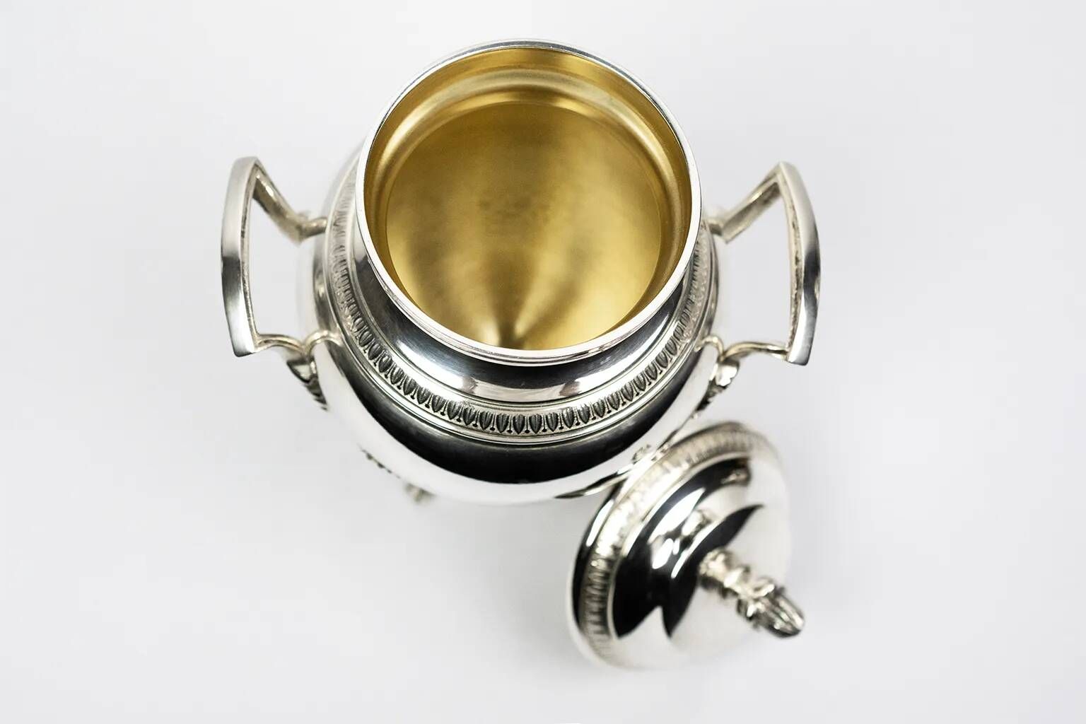 Empire-style tea and coffee service with ram's head spout - silver-plated, 5 pieces