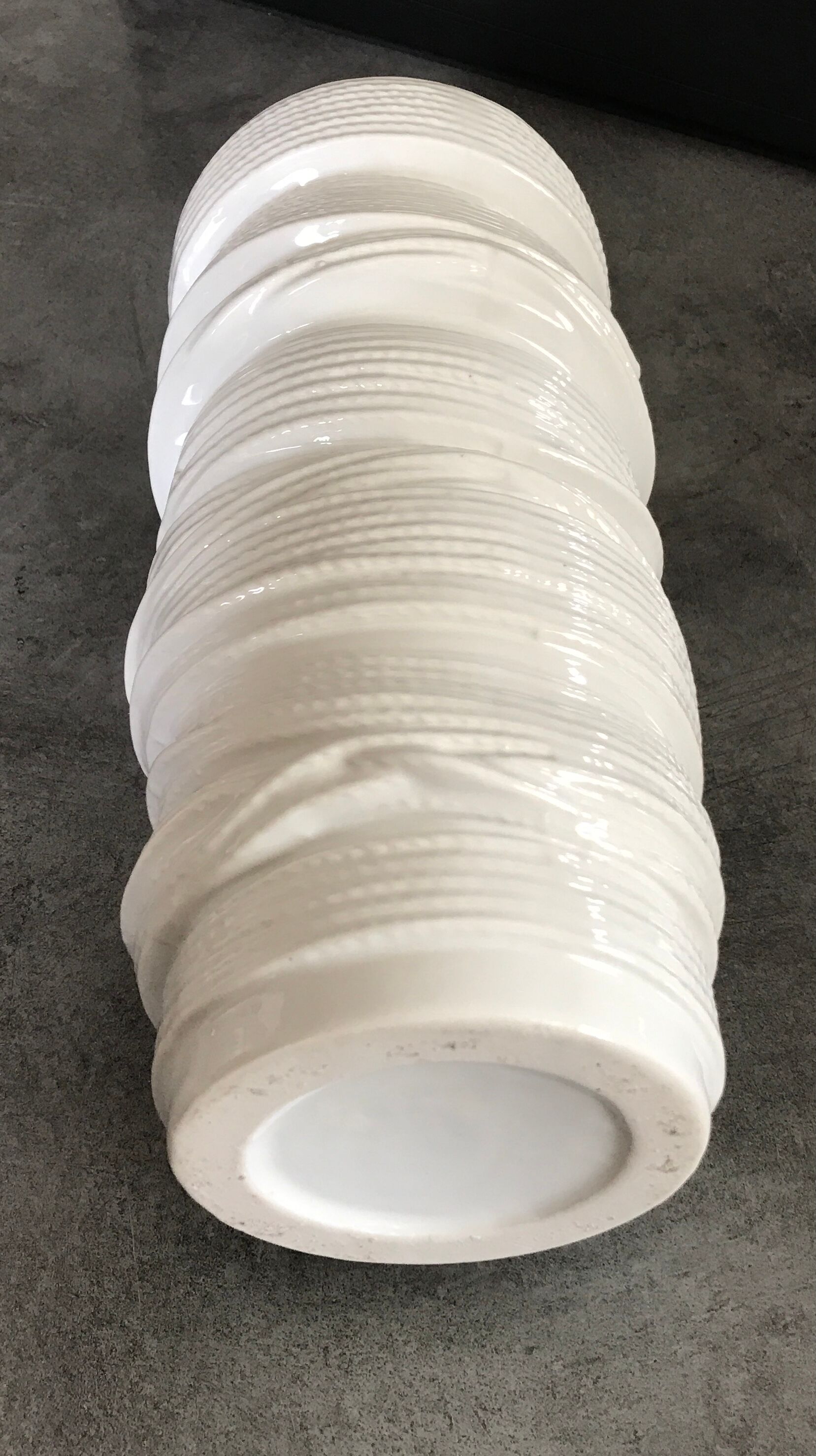 Vase tubular shape MODERNIST in ceramic enamelled White 30.5 cm