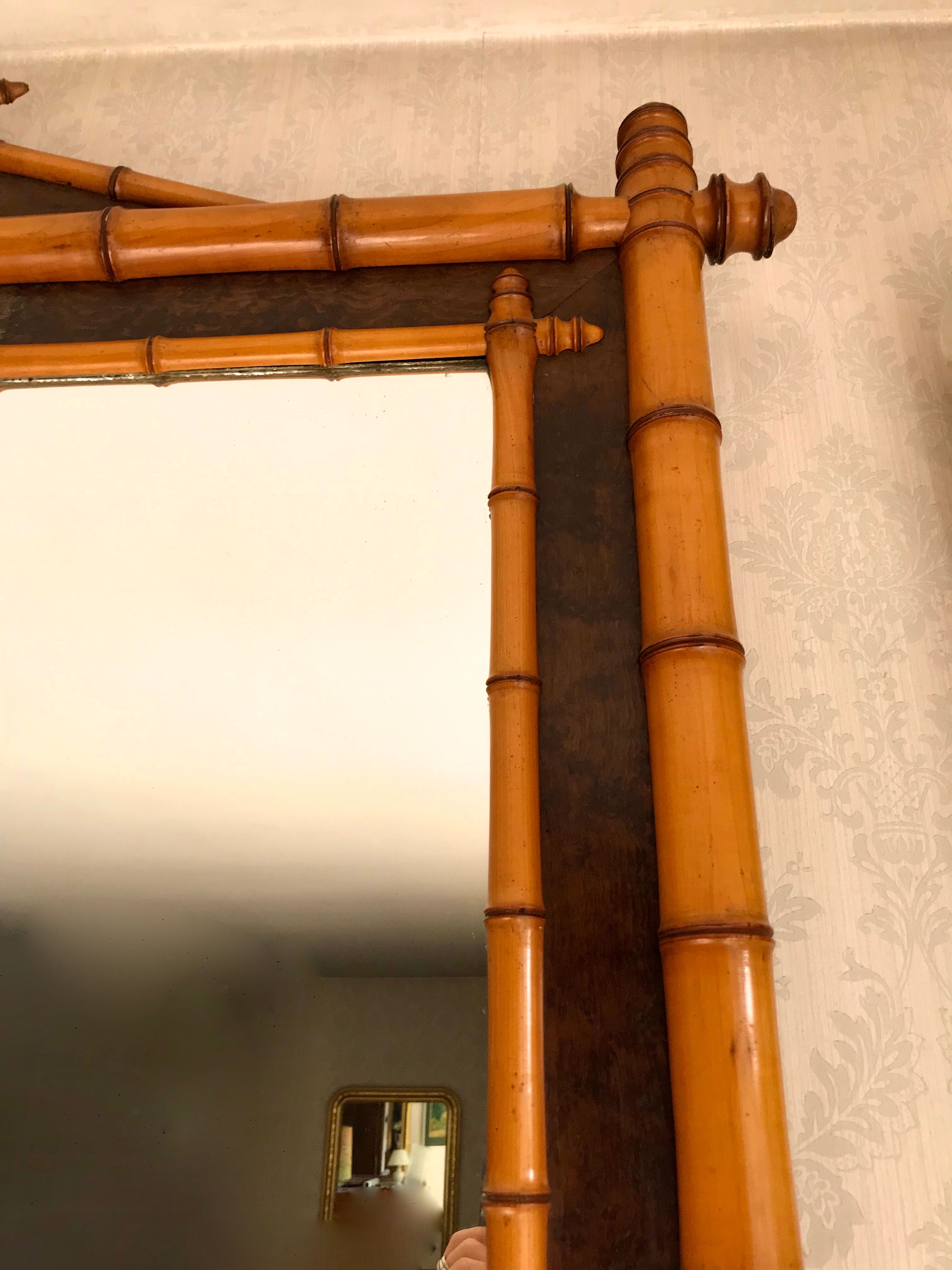 Mirror pitchpin XIXème two-tone bamboo collection circa 1870 napoleon iii