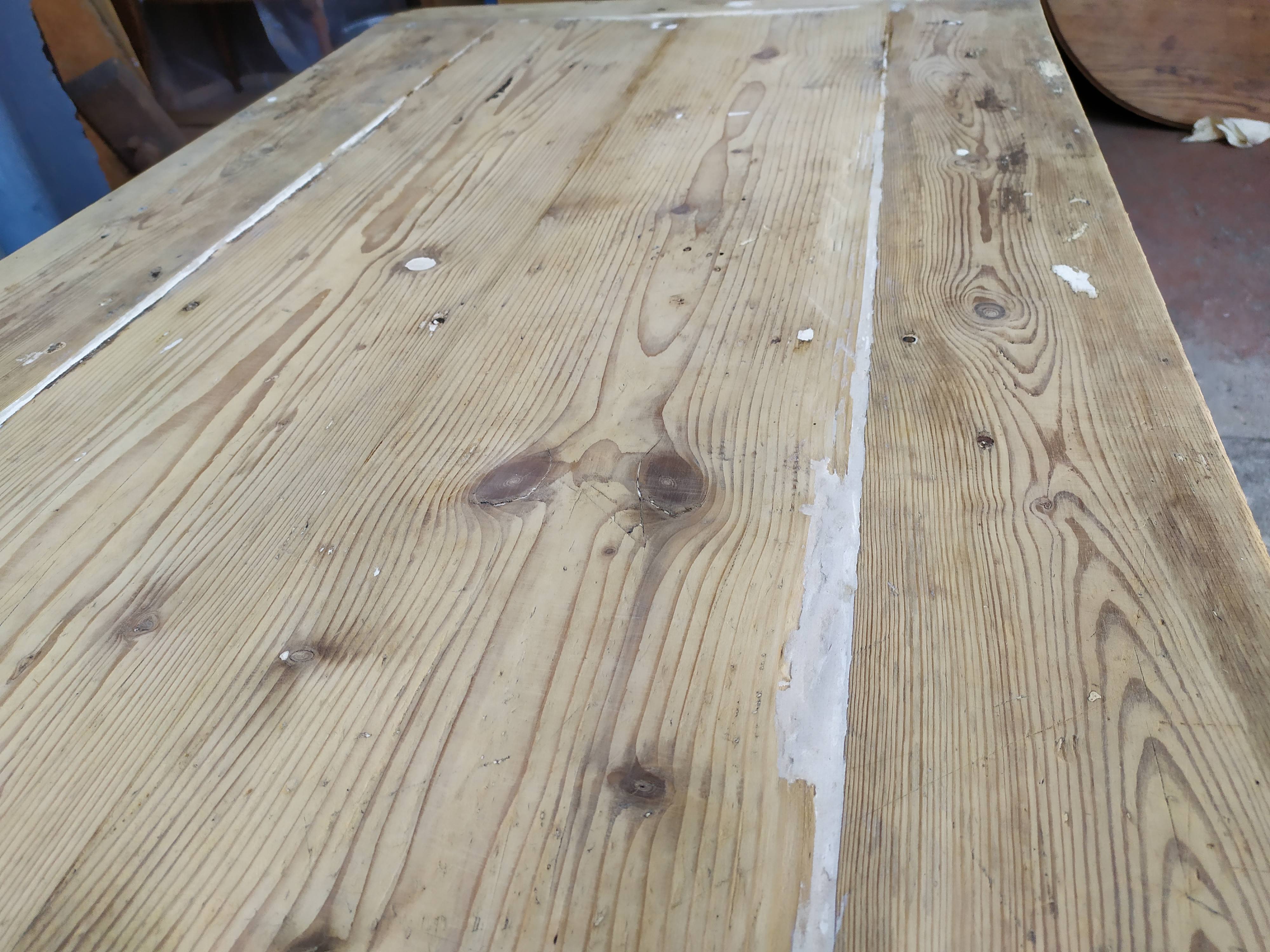 Table de métier drapière sapin décapé 3m