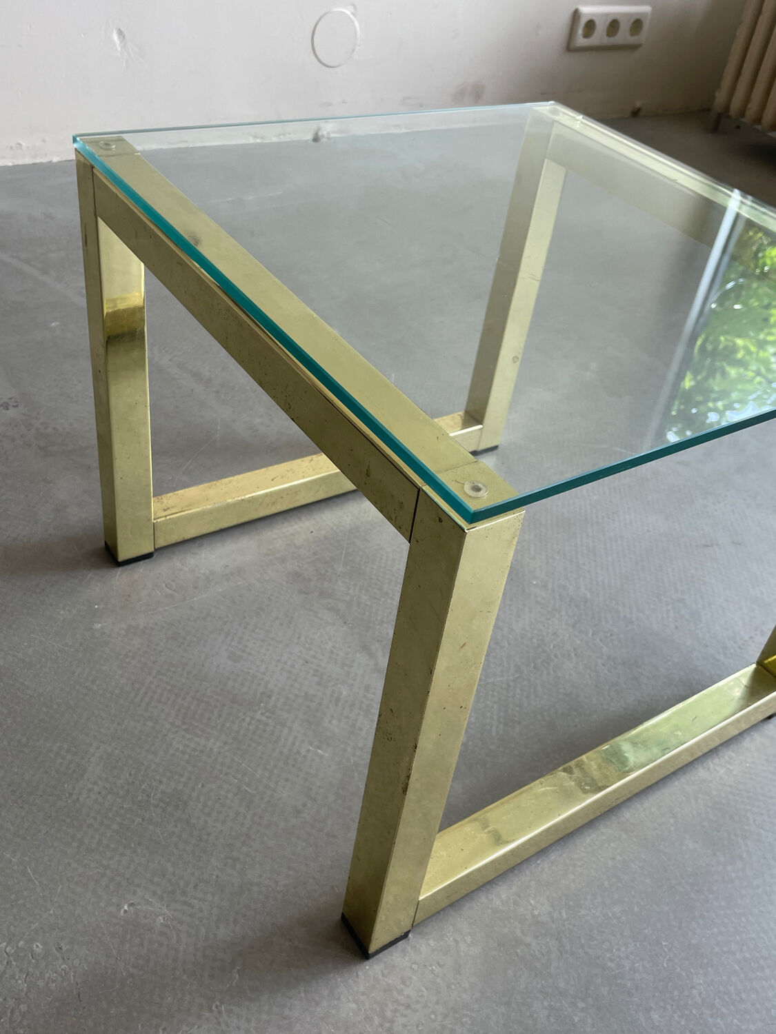 Coffee Table in Gold Brass Glass