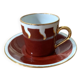 Tasse et sous-tasse porcelaine Limoges peint main signées R. Blier