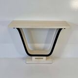 Italian Art Deco Parchment, Brass, Black Console, In the style of Borsani,
