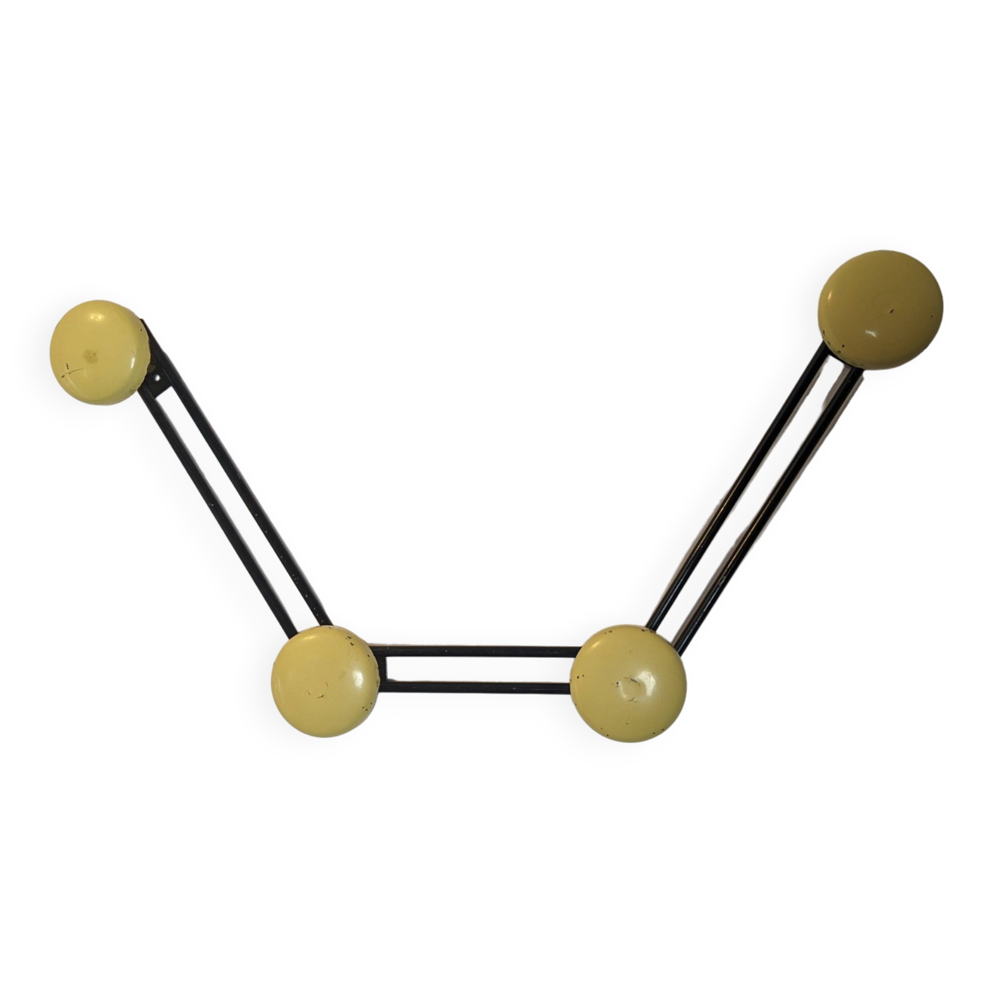 Patère quadruple metallique vintage jaune