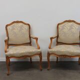Pair of Louis XV style cabriolet armchairs