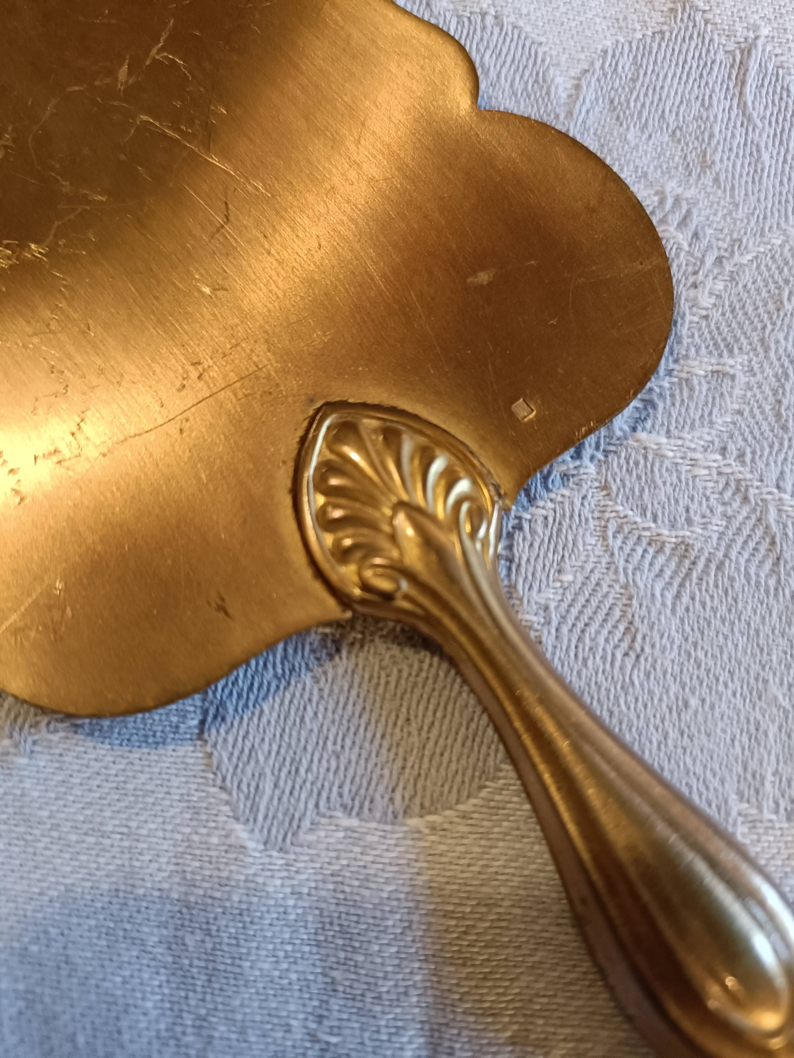 Silver cake shovel filled with silver metal