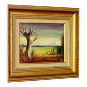 Original Swedish Mid-Century Oil on Panel" Nature" by Harry Petersen - Vintage and Framed