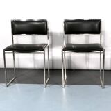 Romeo Rega, set of four chrome and leather dining chairs from 60s