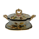 Vegetable soup tureen with old barbotine porcelain dish H.Becquet quarqueron