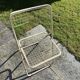 Folding chair in beige grid metal 1980