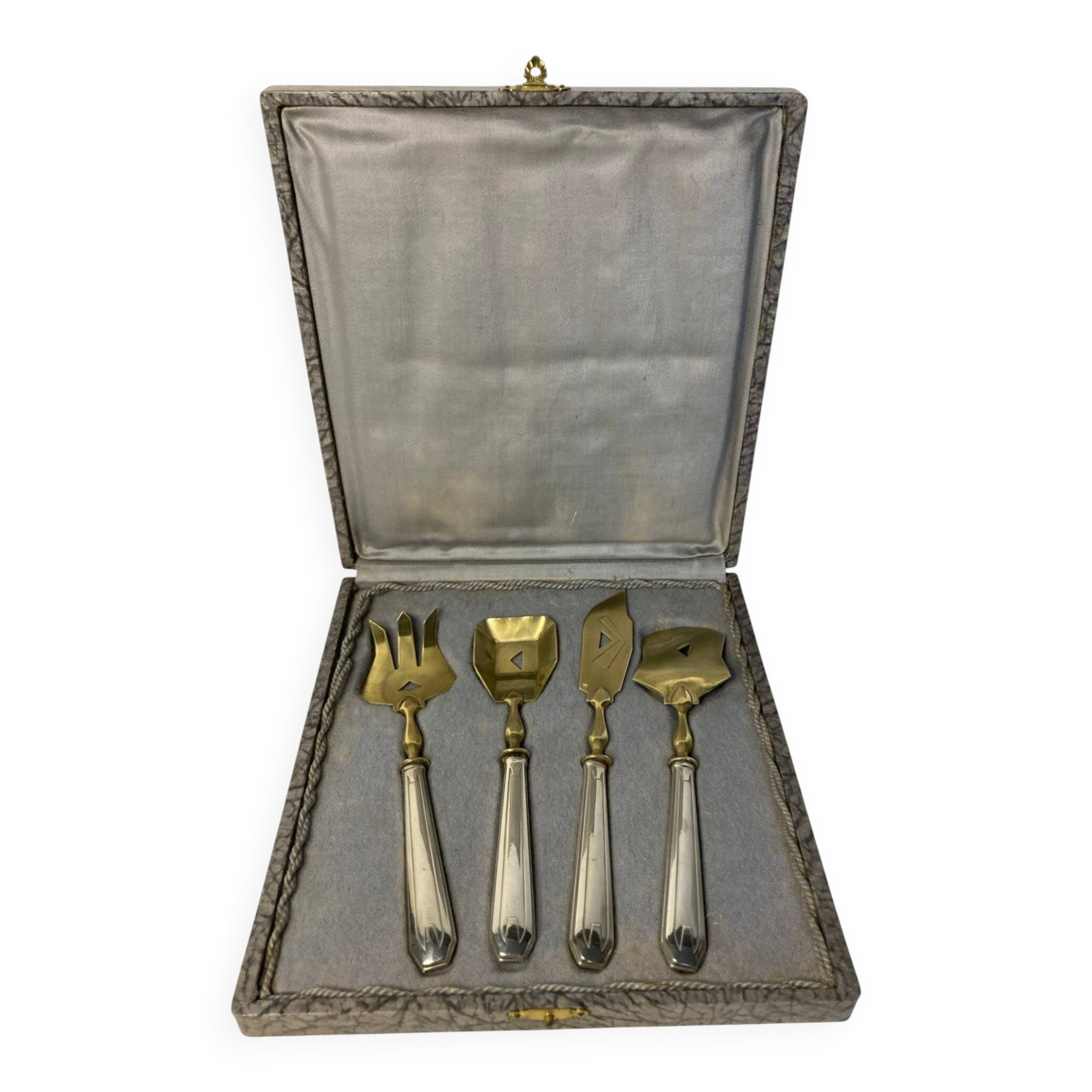 Tableware, gilded metal confectionery service Art Deco circa 1930.