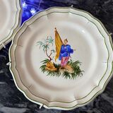 Set of 3 decorative earthenware plates stamped "Gien"