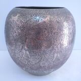 Solid brass pot cover engraved decor animal plant characters