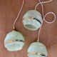 Vintage art deco triple globe pendant light in mint and gold glass