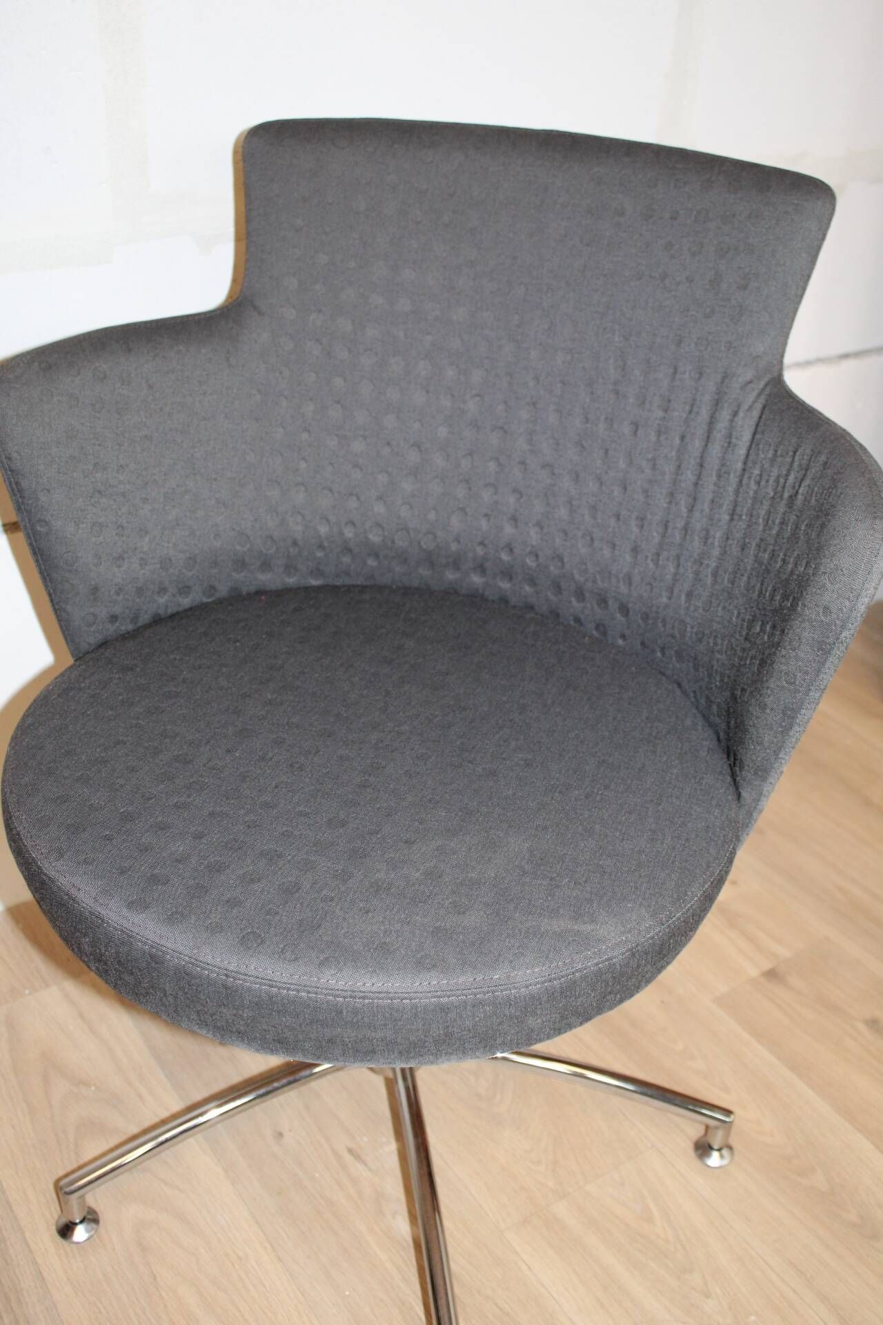 2 vintage swivel armchairs in gray fabric by axelson for garnas 2014 sweden