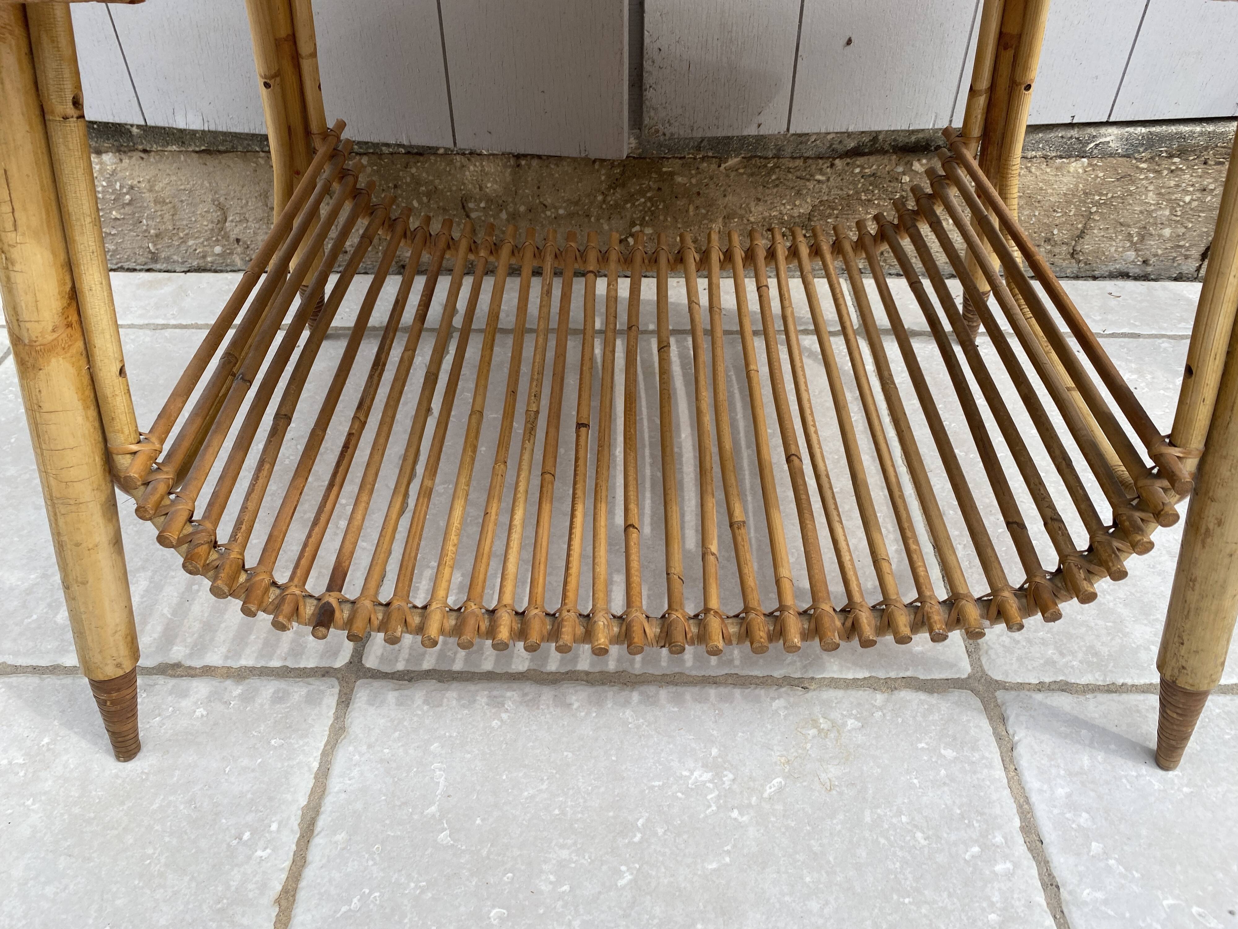 Bamboo and rattan coffee table from the 1960s.