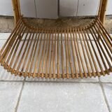 Table basse en bambou refendu et rotin 1960