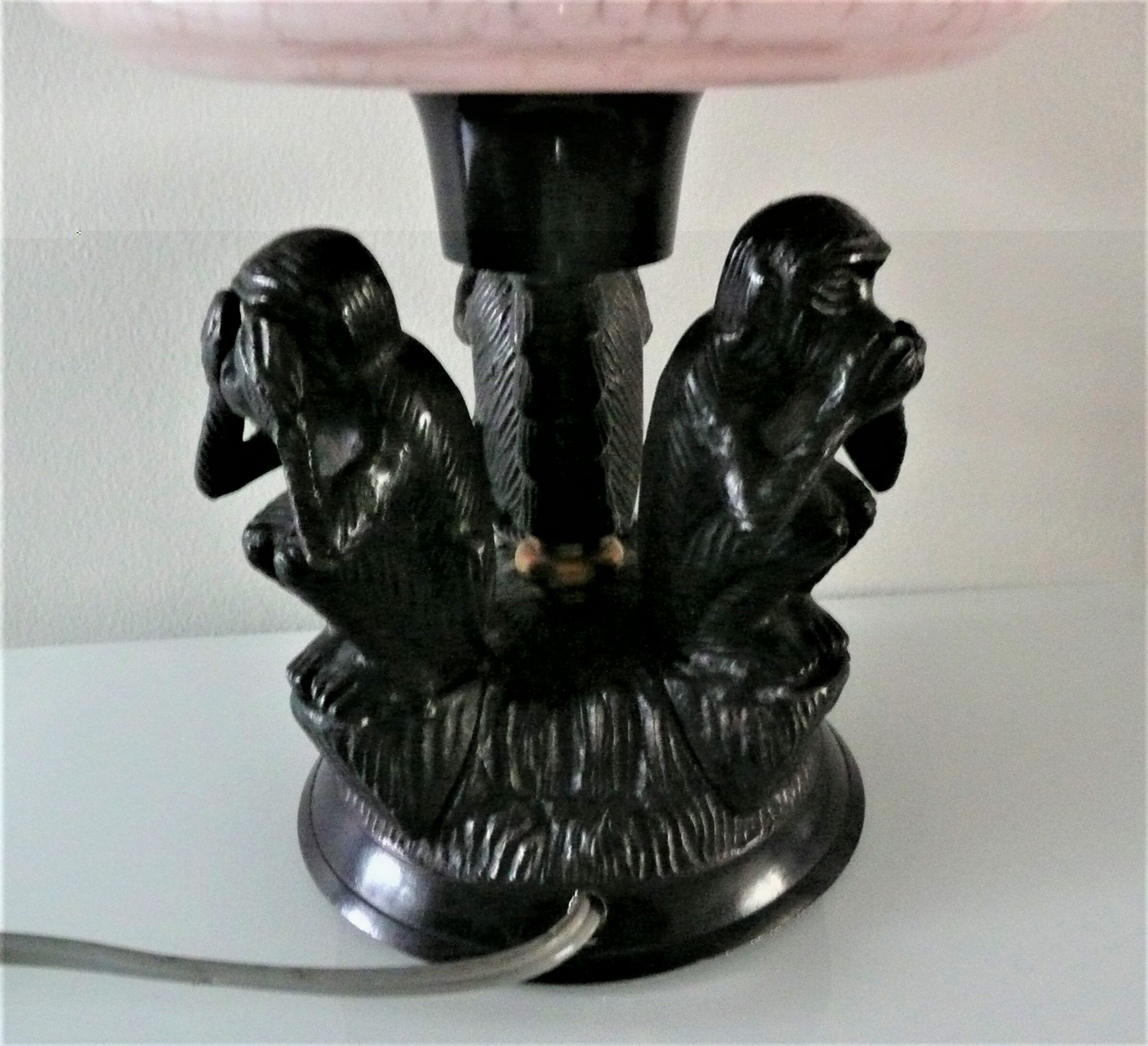 Art deco lamp symbol of the three monkeys