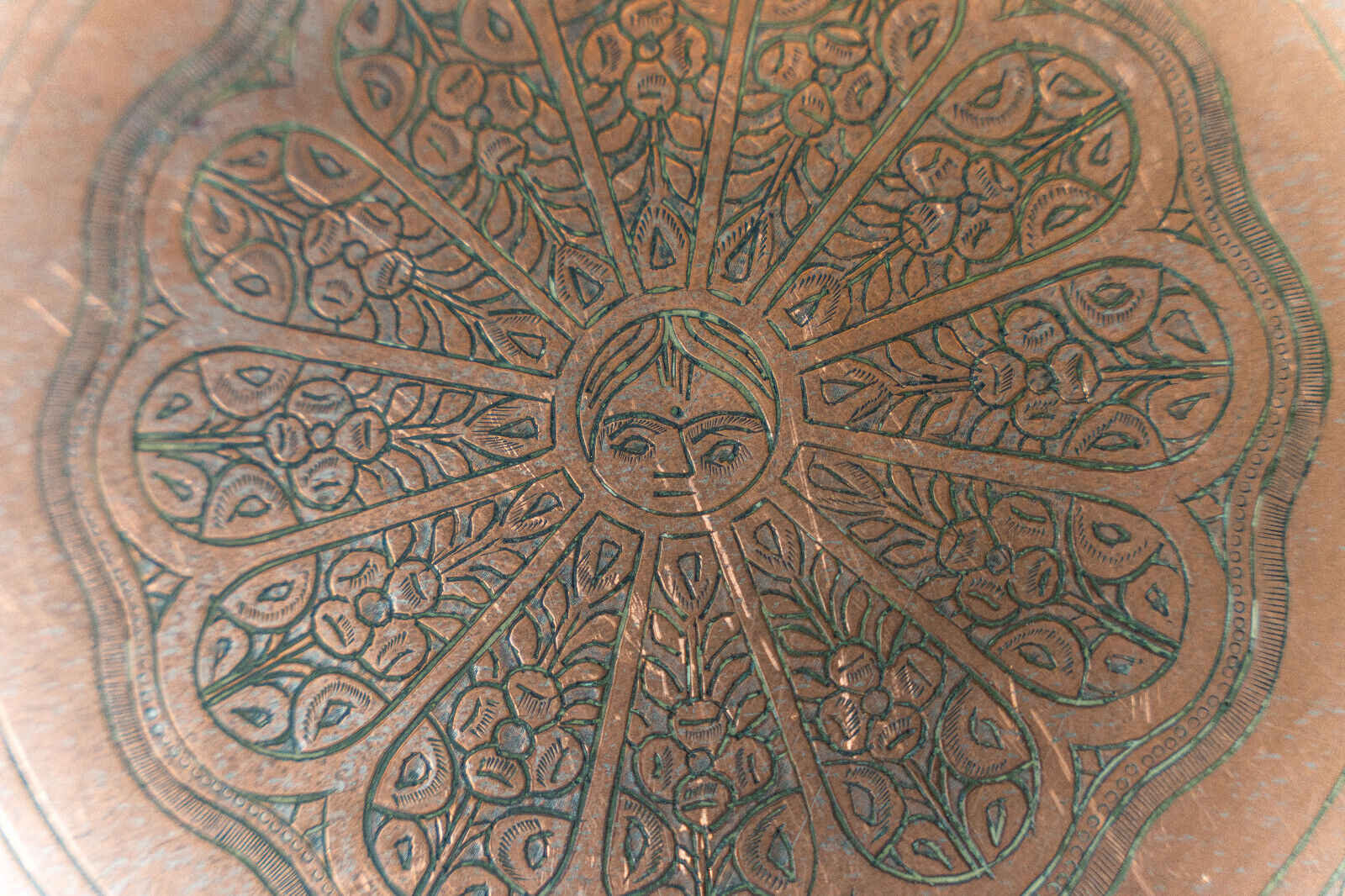 Moroccan tray for copper tea engraved early twentieth century
