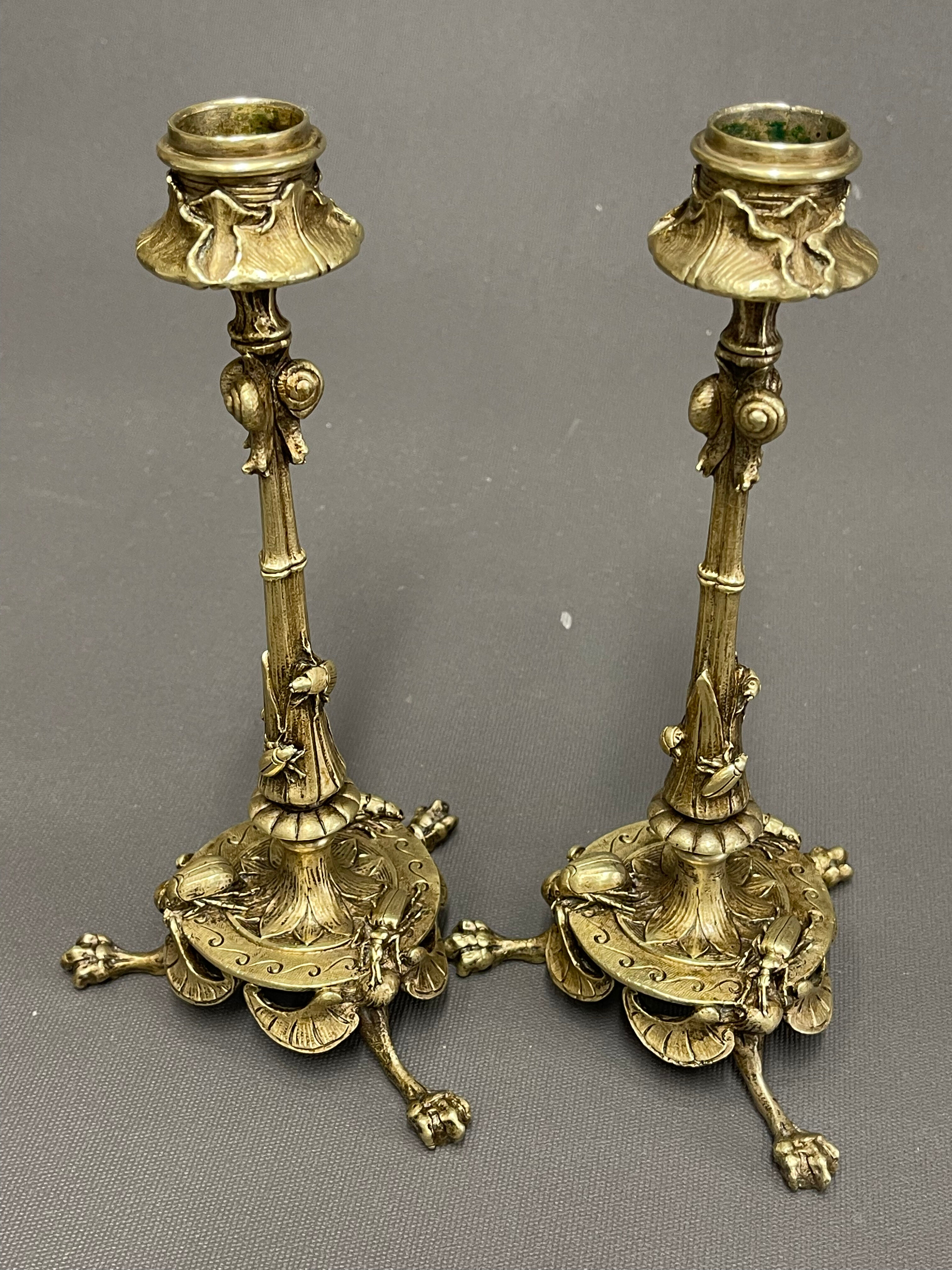 Pair of Art Nouveau Candlesticks (1900)in bronze