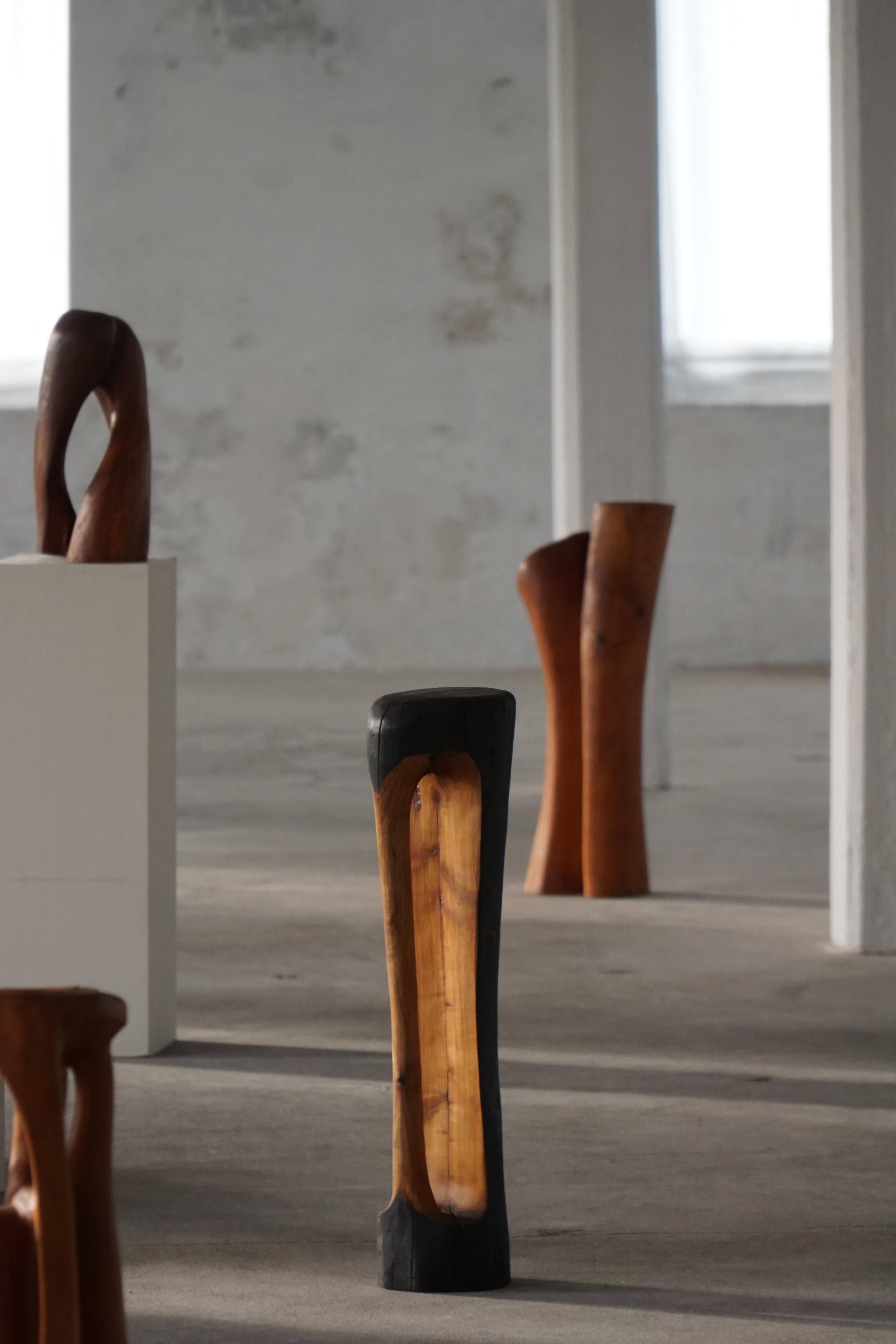 Large wooden sculpture "Black Elegance" by Ole Wettergren, Denmark, 1990s.