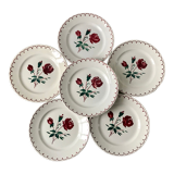 Set of 6 flat plates Badonviller model pinks 30s