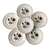Set of 6 flat plates Badonviller model pinks 30s
