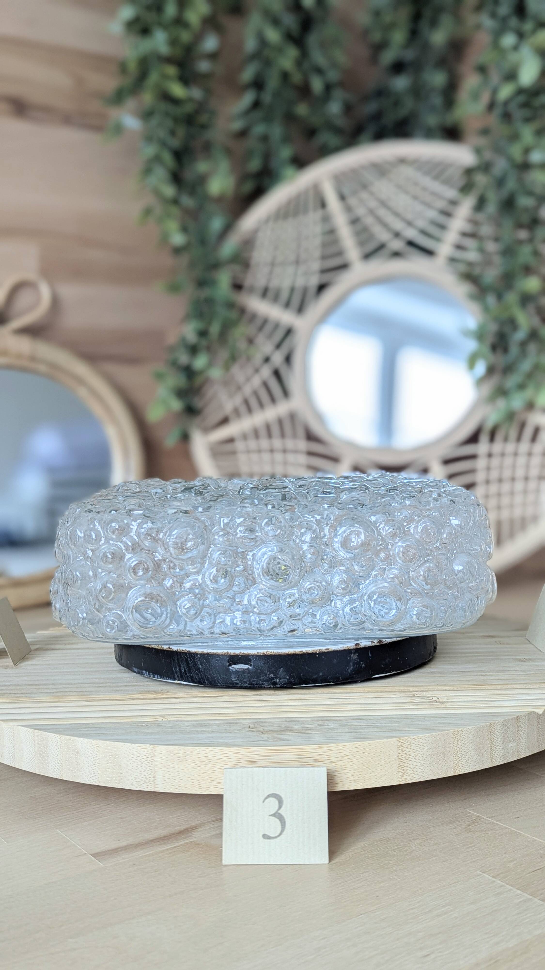 Square ceiling light with bubbled glass