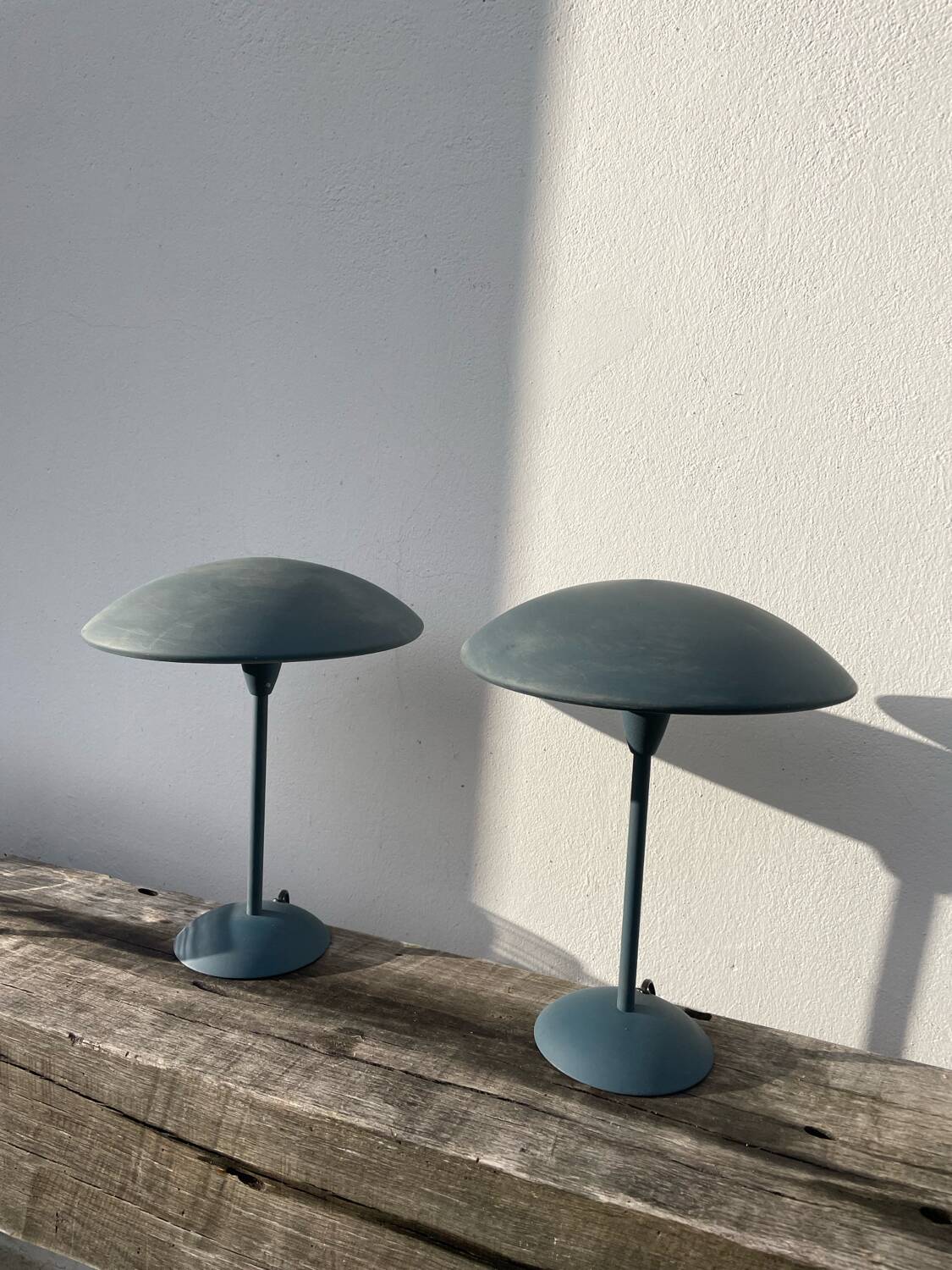 Pair of blue metal lamps Habitat, 1996