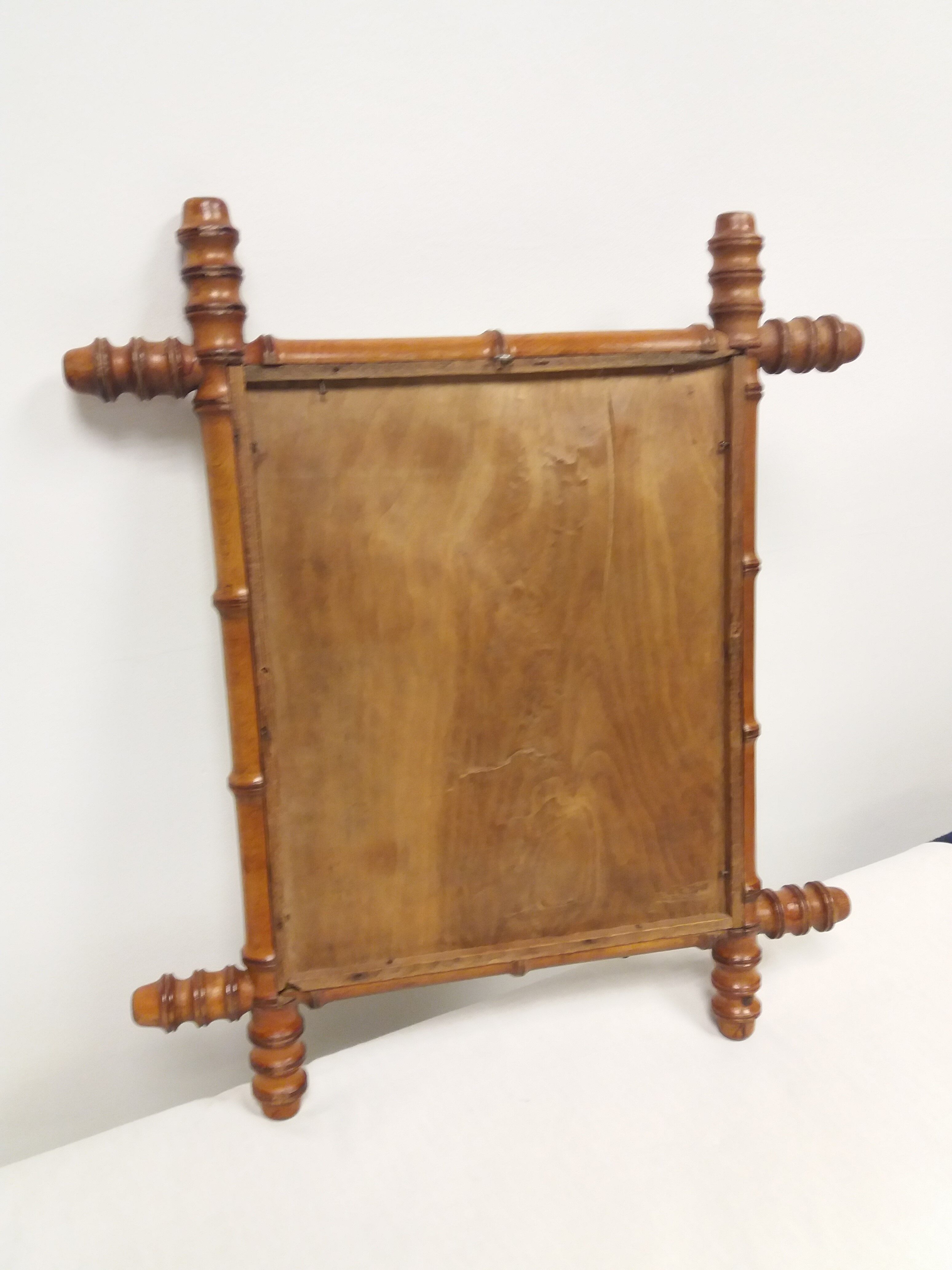 Ancient bamboo/rotin mirror 49 x 43 cm